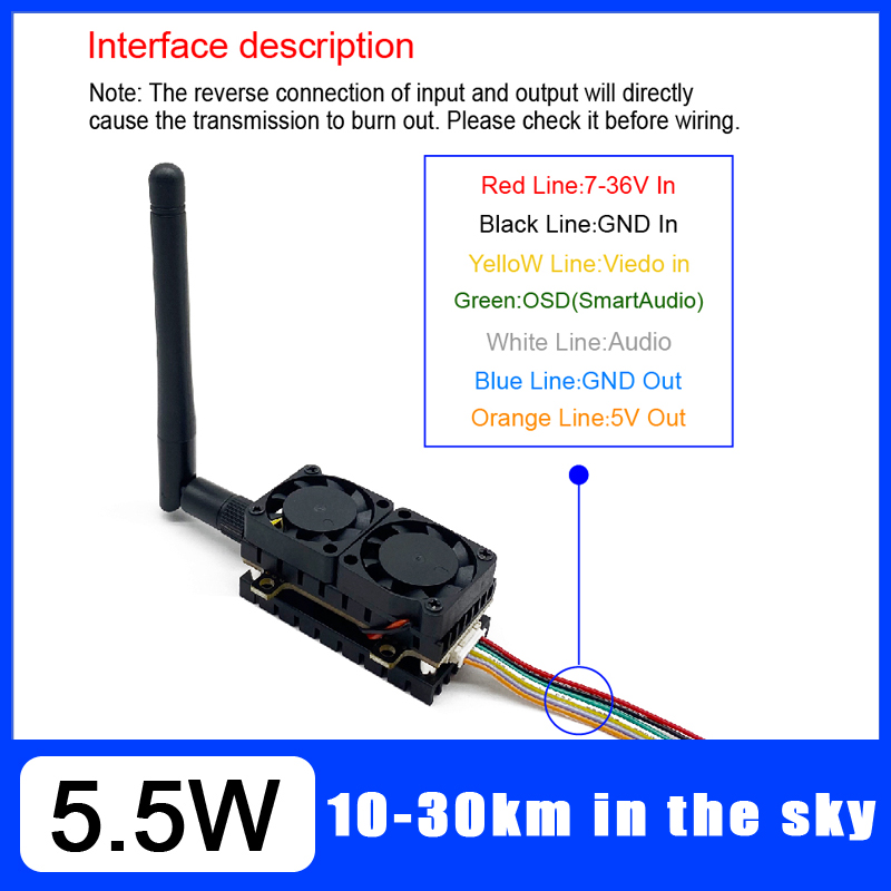 장거리 5.8GHz 5.5W 비디오 송신기 VTX 48 - Drone Racing Vtx 리뷰 및 가격